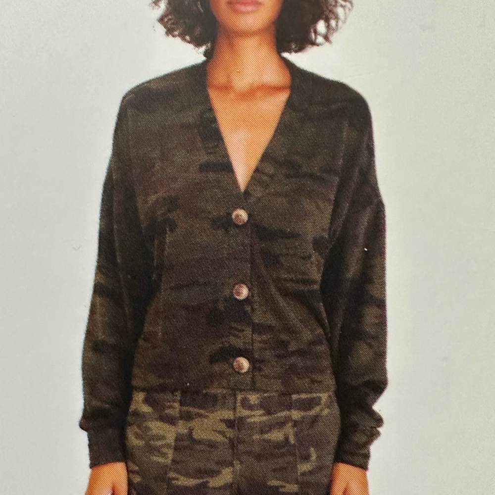 Sanctuary Cardigan army print buttoned cropped NWT daytripper M